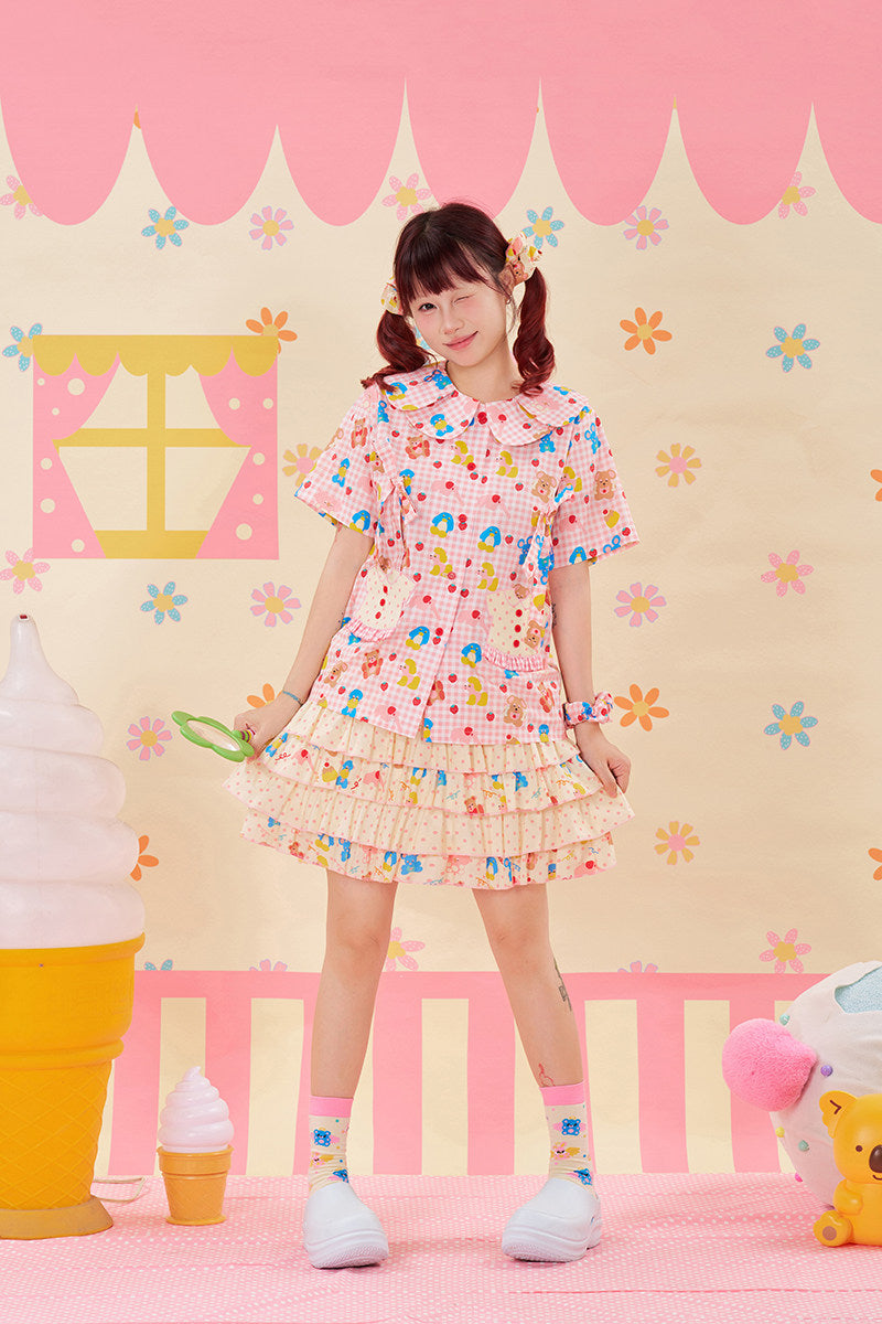 NIKKOU - Polka Dot Layered Skirt Shorts skirt Nikkou home