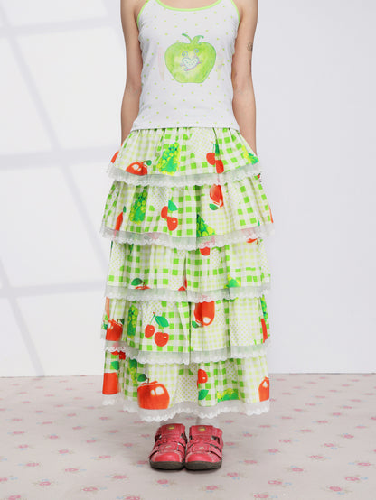 FRUITS - Fruit Plaid Tiered Skirt skirt Fruits