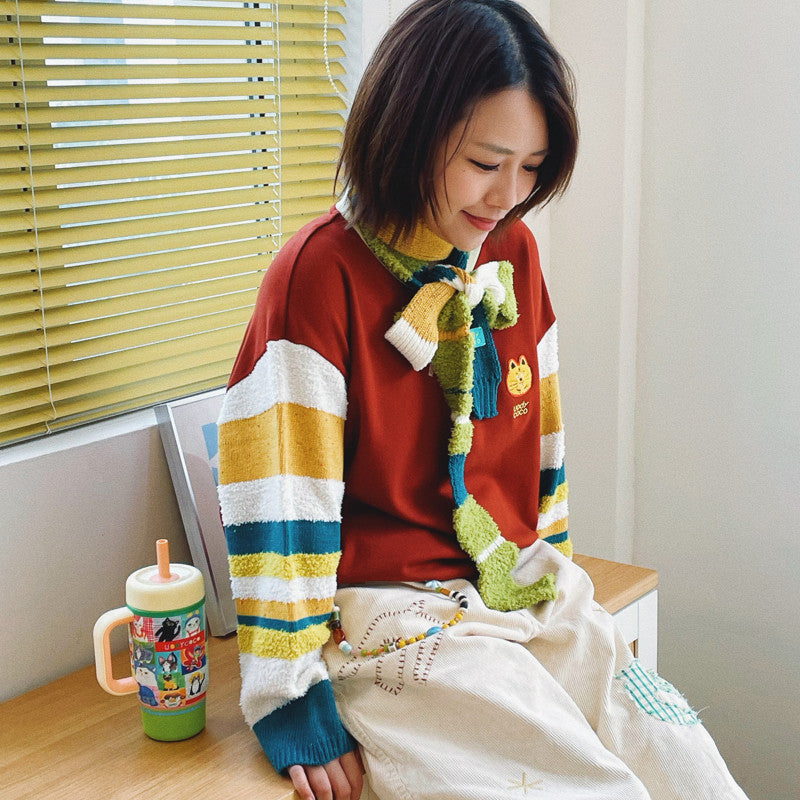 uodycoco - Striped Knit Sweatshirt sweatshirt uodycoco
