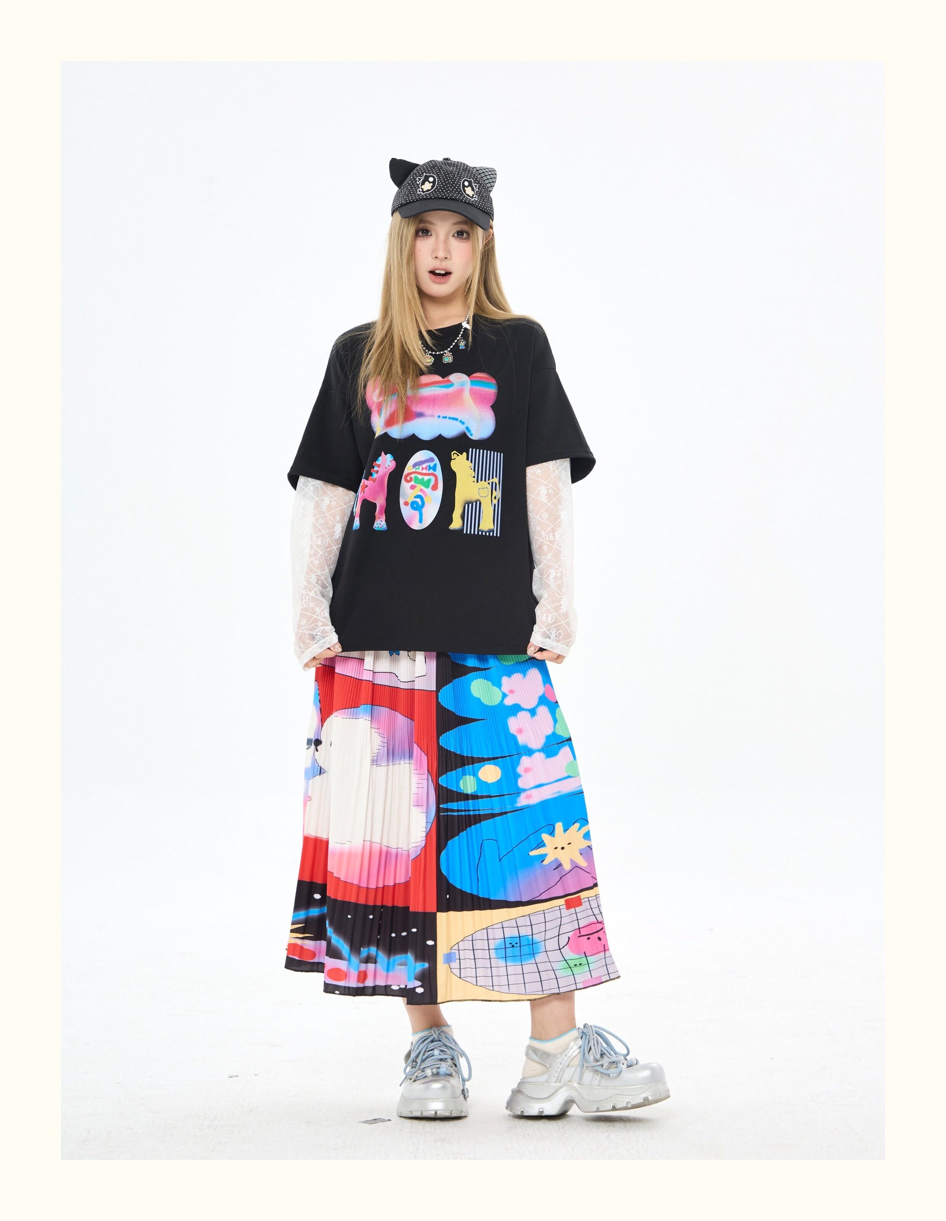 Robootoo - Black Lace Layered Long Sleeve T-Shirt tshirt Robootoo