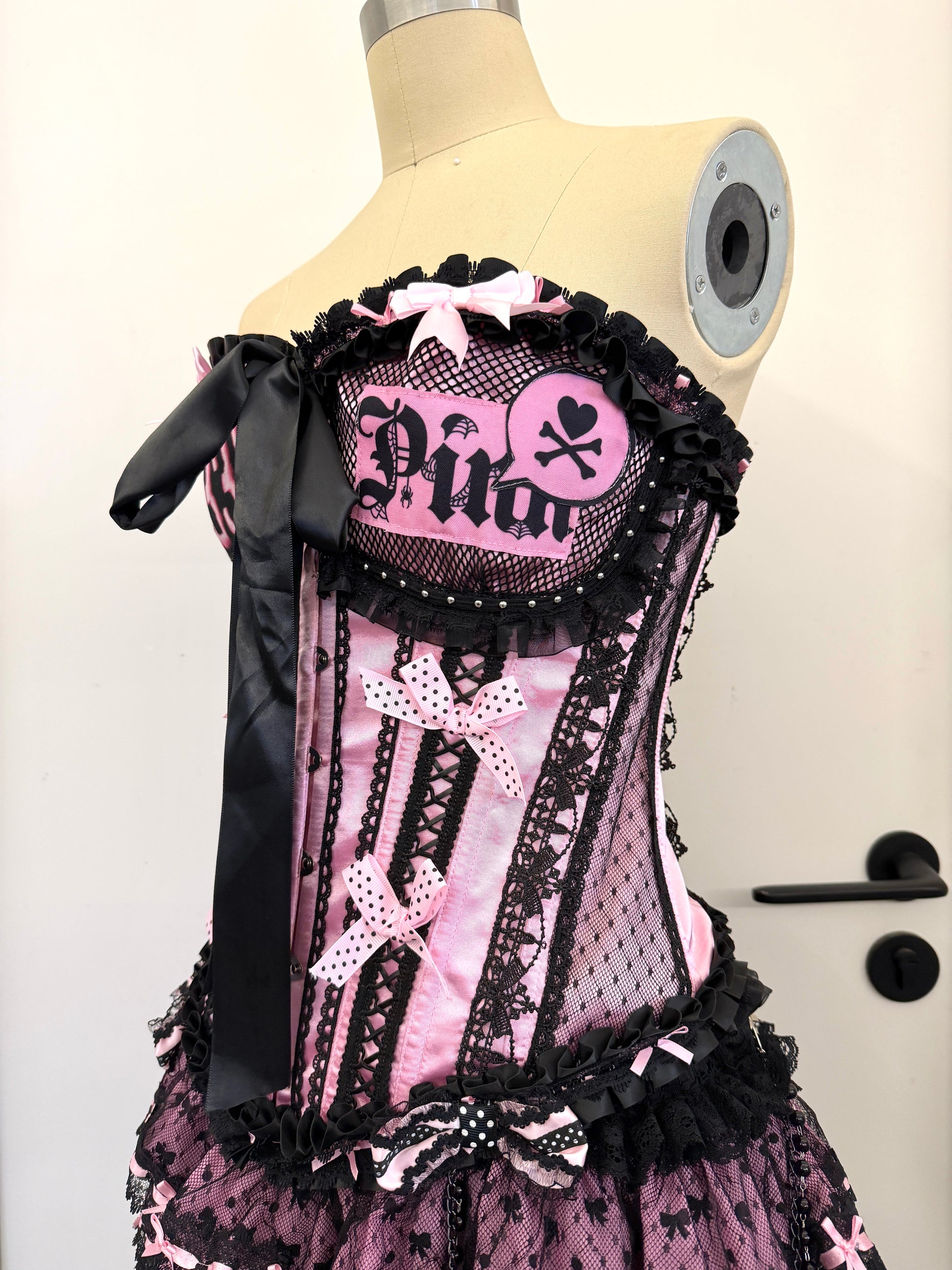 RedDevil - Black Pink Lace Corset Top tank top Red Devil