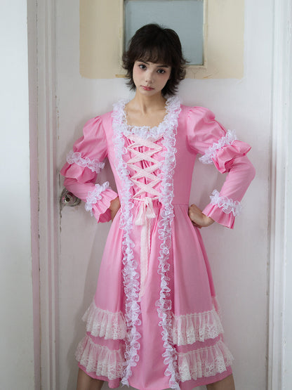 Nanjun Vintage - Pink Lolita Cotton Dress dress Nanjun Vintage