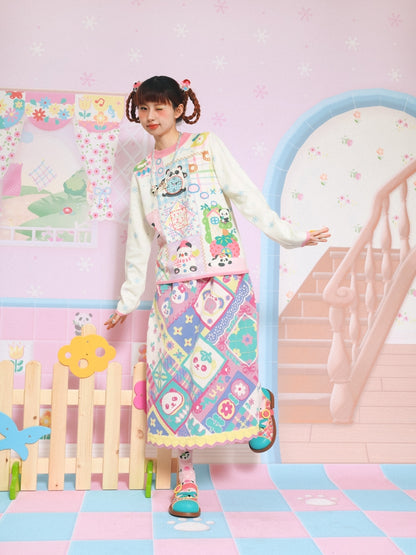 Lutra Jump Sweater Panda Snowflake Sweater Cartoon Vintage Round Neck Base Layer sweater Lutra Jump