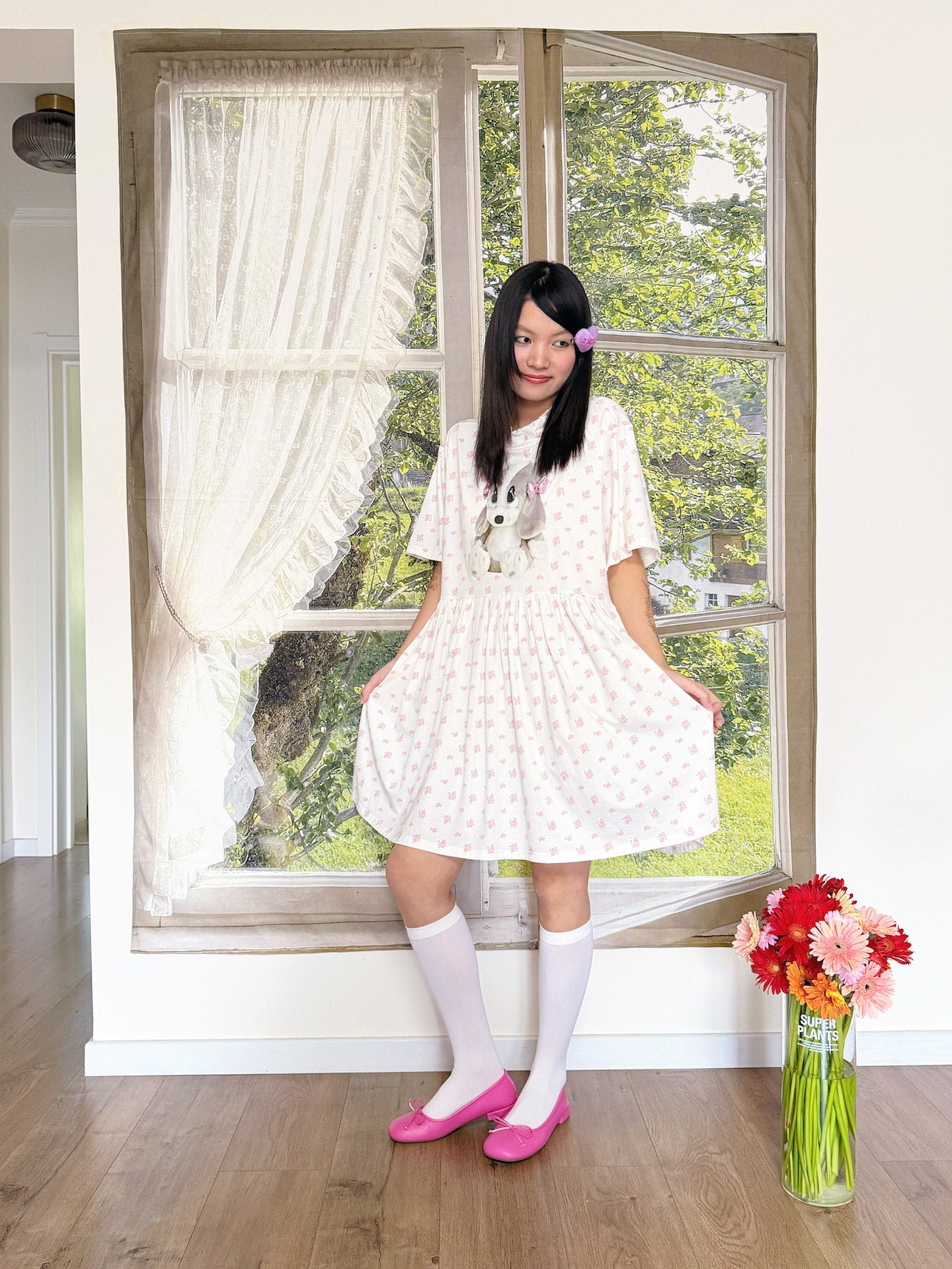 bunnybunnygun - Floral Oversized Dress dress bunnybunnygun
