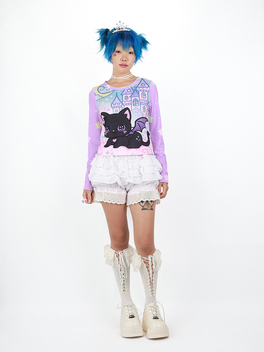 Nihonkids - Pastel Gothic Black Cat Tee shirt NIHON KIDS
