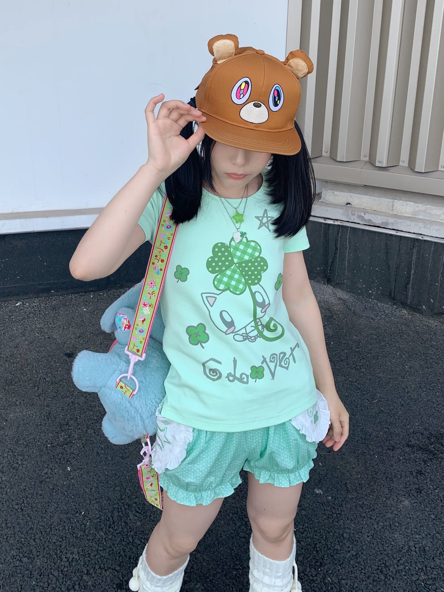 CokoStore - Green Clover Cat Fitted T-Shirt shirt coko store S