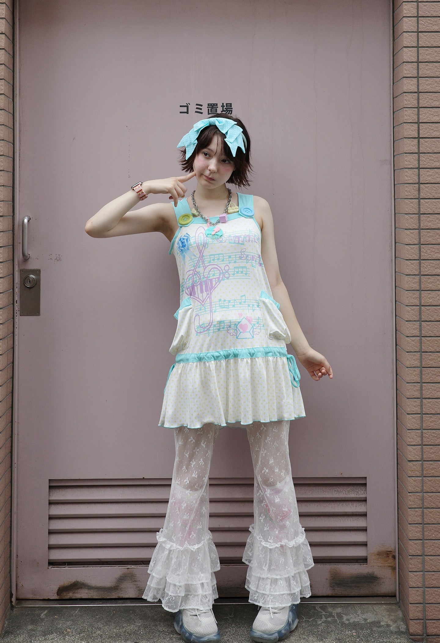 Mint Green Y2K Print Tank Dress