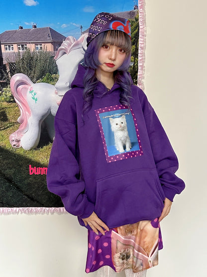 bunnybunnygun - Harajuku Cat Attitude Fleece Hoodie hoodie bunnybunnygun