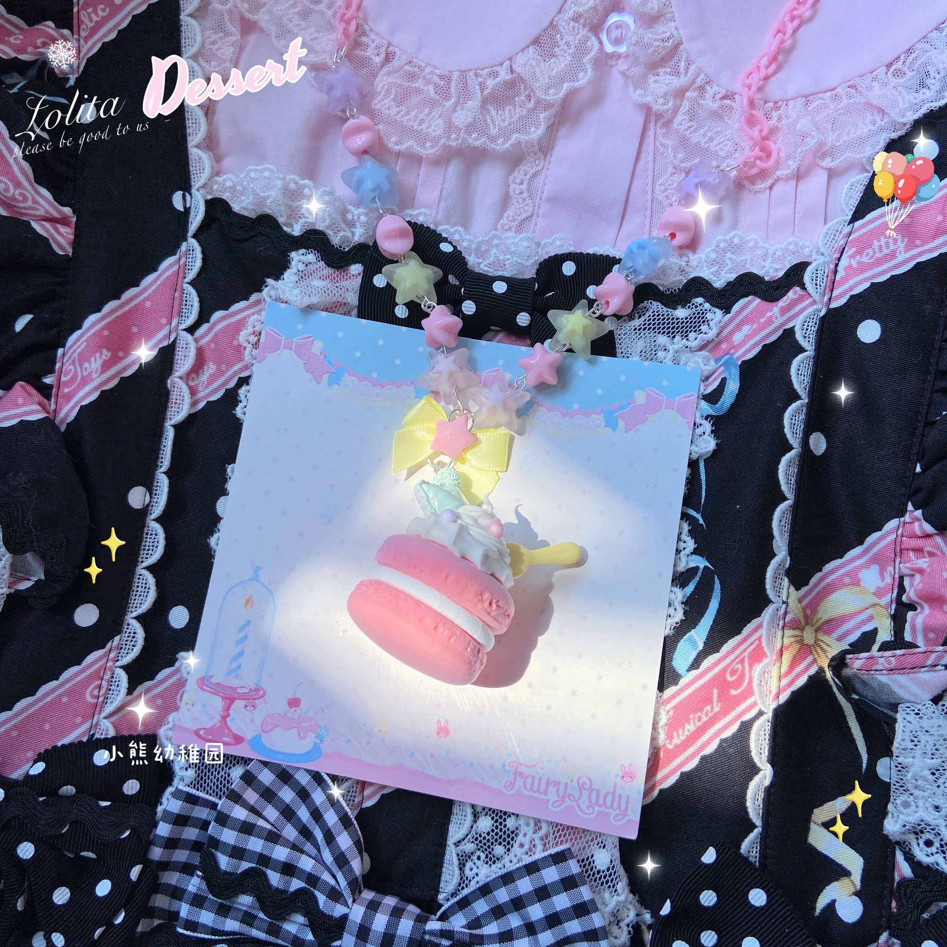 Bear Doll Kawaii Necklace | Macaron Sweet Dessert Necklace necklace Bear Doll
