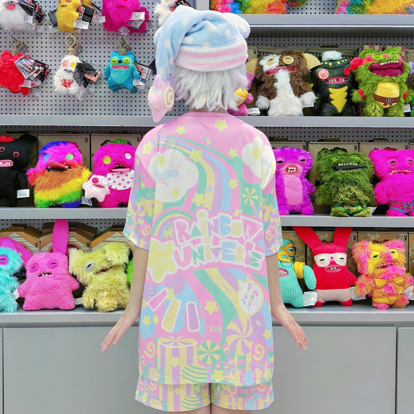 Rainbow Universe RUX - Pastel Macaron Decora Kei T-Shirt & Shorts Set set Rainbow Universe RUX