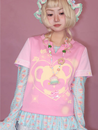 Lulululu - Pink Mouse Print Tee shirt LULULULU