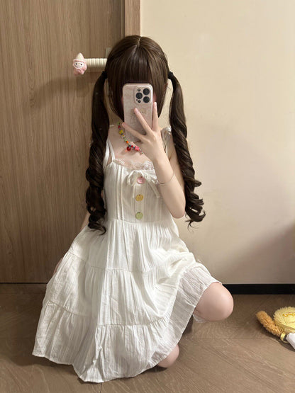 Blurred Bear - White Lace A-Line Dress dress Blurred Bear