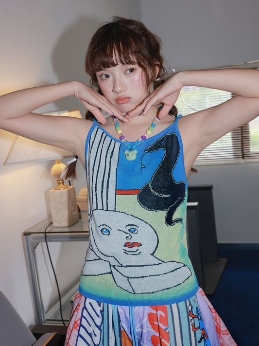 tntntutu Weirdcore Gradient Snake Knit Tank Top – Harajuku Y2K Surreal Print Summer Camisole camisole tntntutu