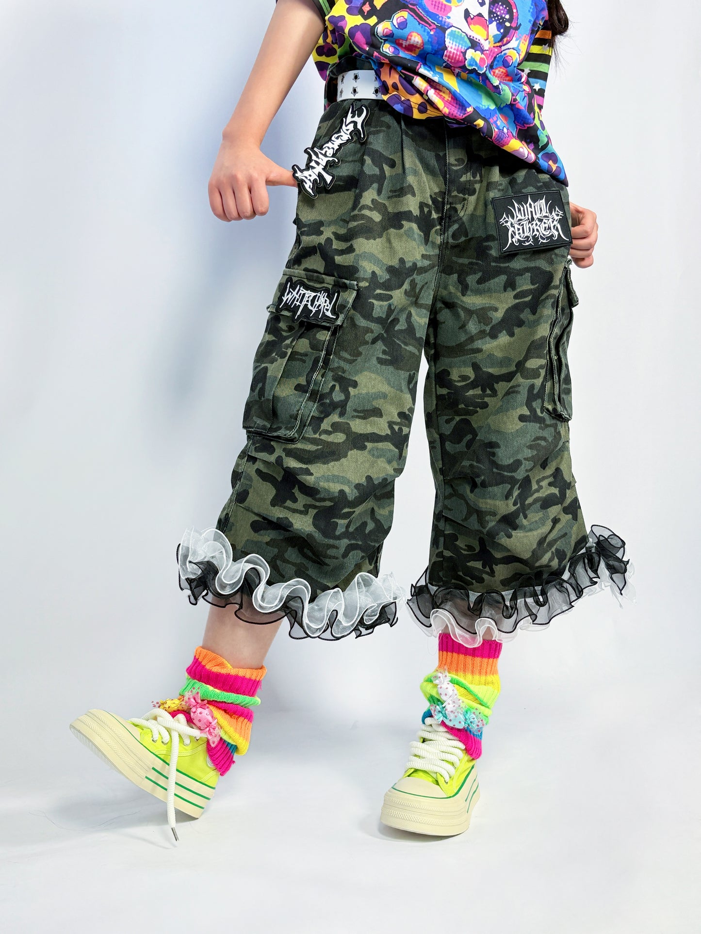 LEERROO - Decora Kei Rainbow Stripe Knit Leg Warmers leg warmmers Leerroo