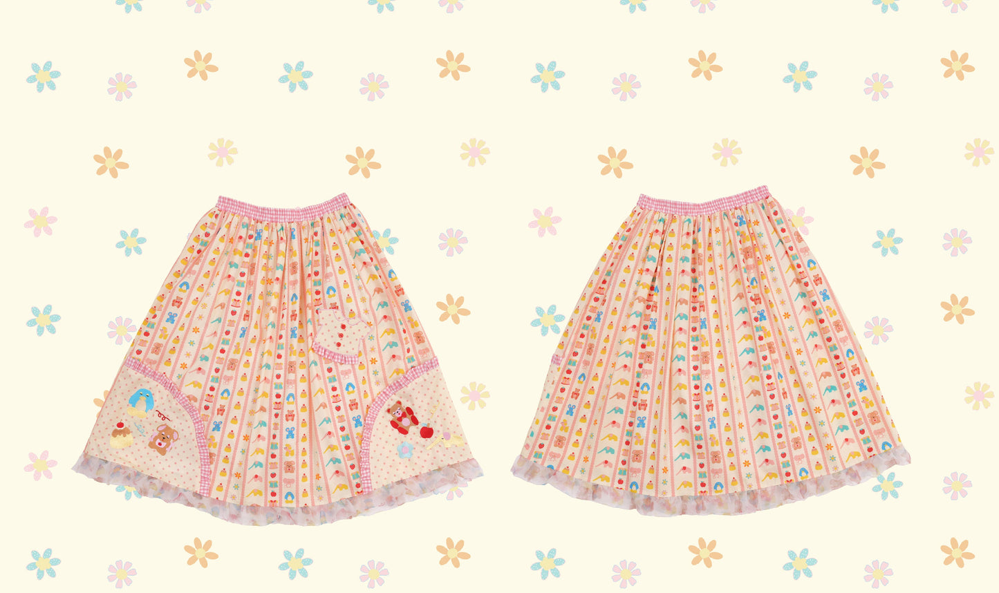 NIKKOU - Animal Embroidered Lace Skirt skirt Nikkou home S