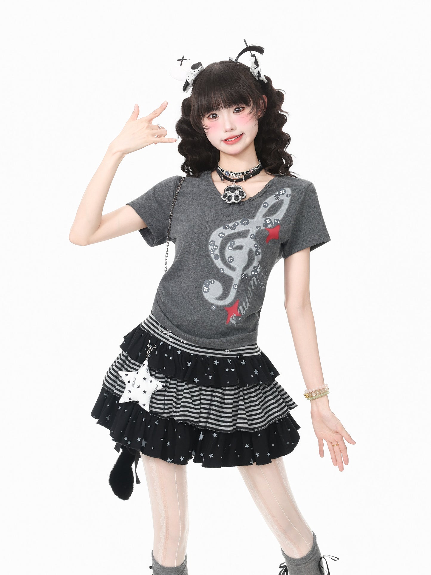 Languid Park - Music Note V-Neck Tee tshirt Languid Park