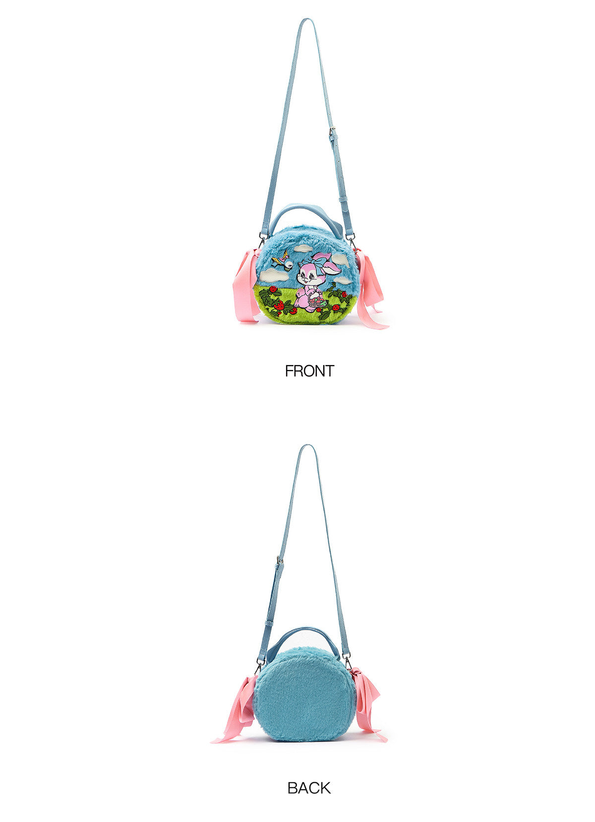tntntutu - Kidcore Blue Bunny Plush Crossbody Round Bag bag tntntutu
