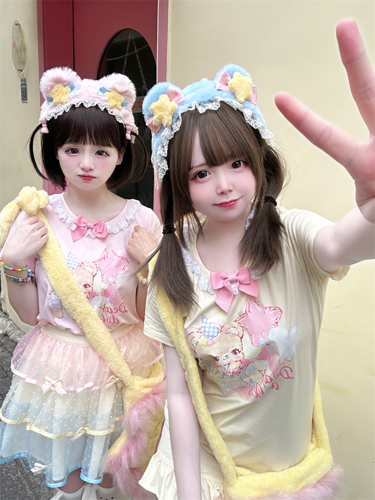 Dear Doll - Star Balloon Lace Collar Tee Dress dress dear doll