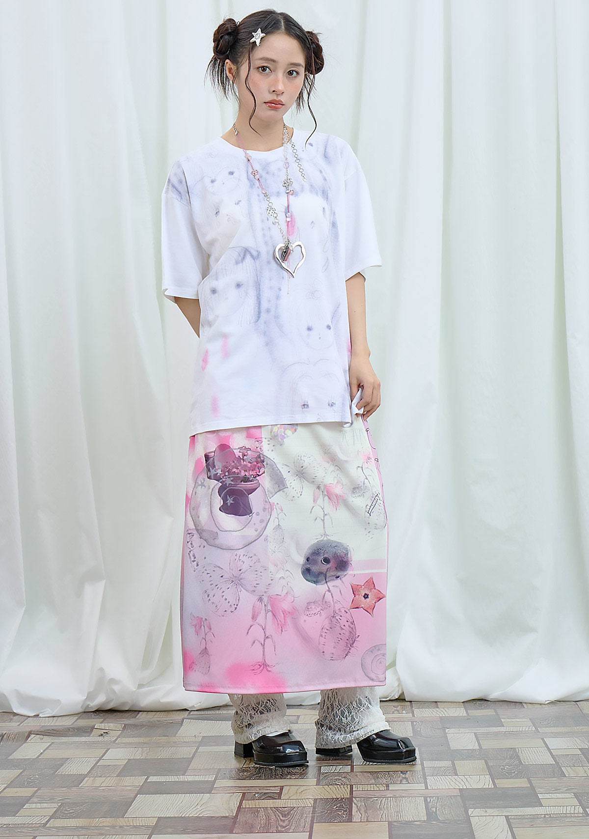 Moon Meadow - Lily Sketch Print Maxi Skirt skirt Moon Meadow