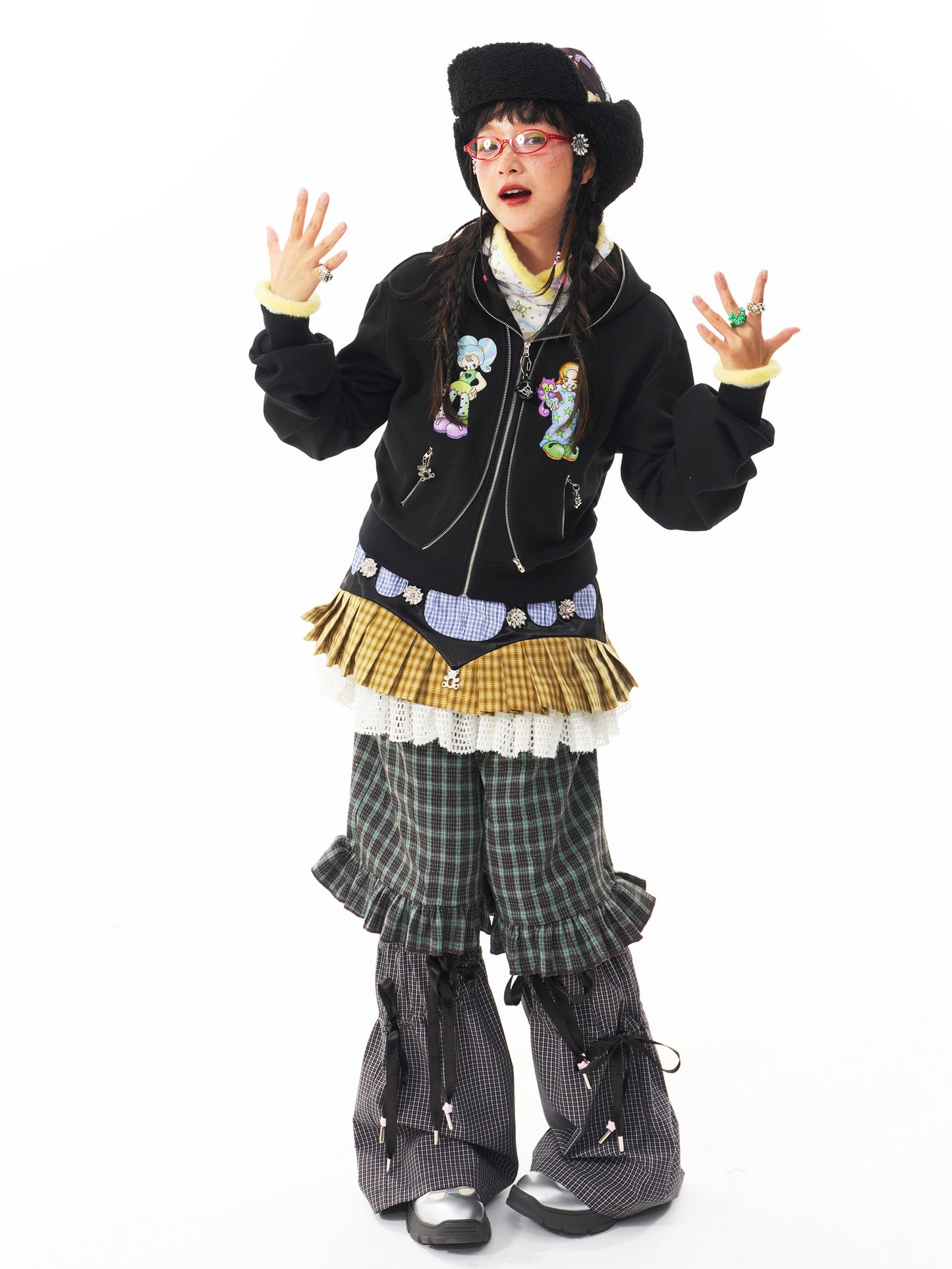 sillysis - Kawaii Black Girl Zip Hoodie hoodie sillysis
