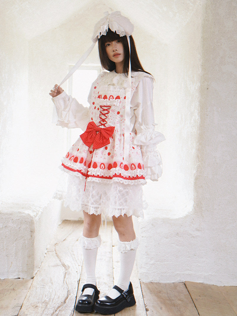 Daytoday Everyday Institute - Strawberry Bow Wing Dress dress daytoday everyday institute
