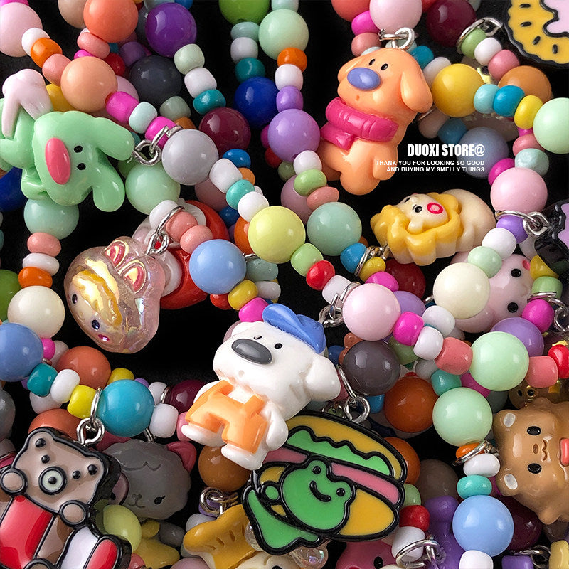 DuoXi - Color Bead Cartoon Resin Necklace necklace DuoXi