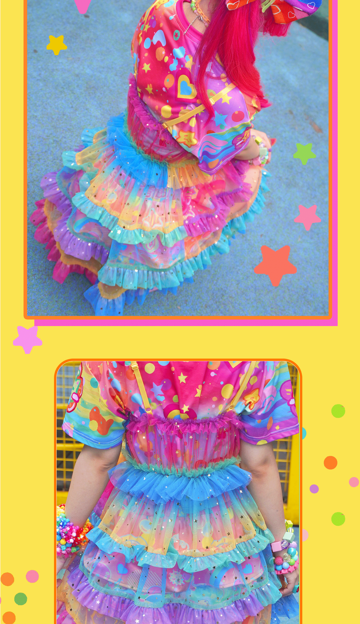 Dream Bubble - Decora Kei Rainbow Gradient Tulle Slip Dress skirt Dream Bubble