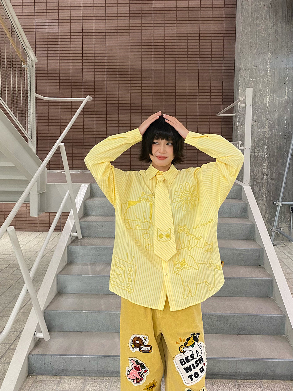 BIBULU - Kidcore Cartoon Stripe Shirt shirt BIBULU