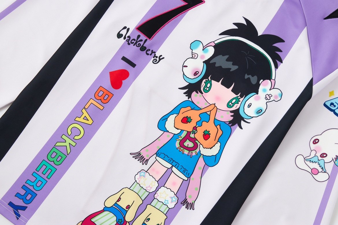 BlackBerry - Decora Kei Anime Jersey shirt BlackBerry