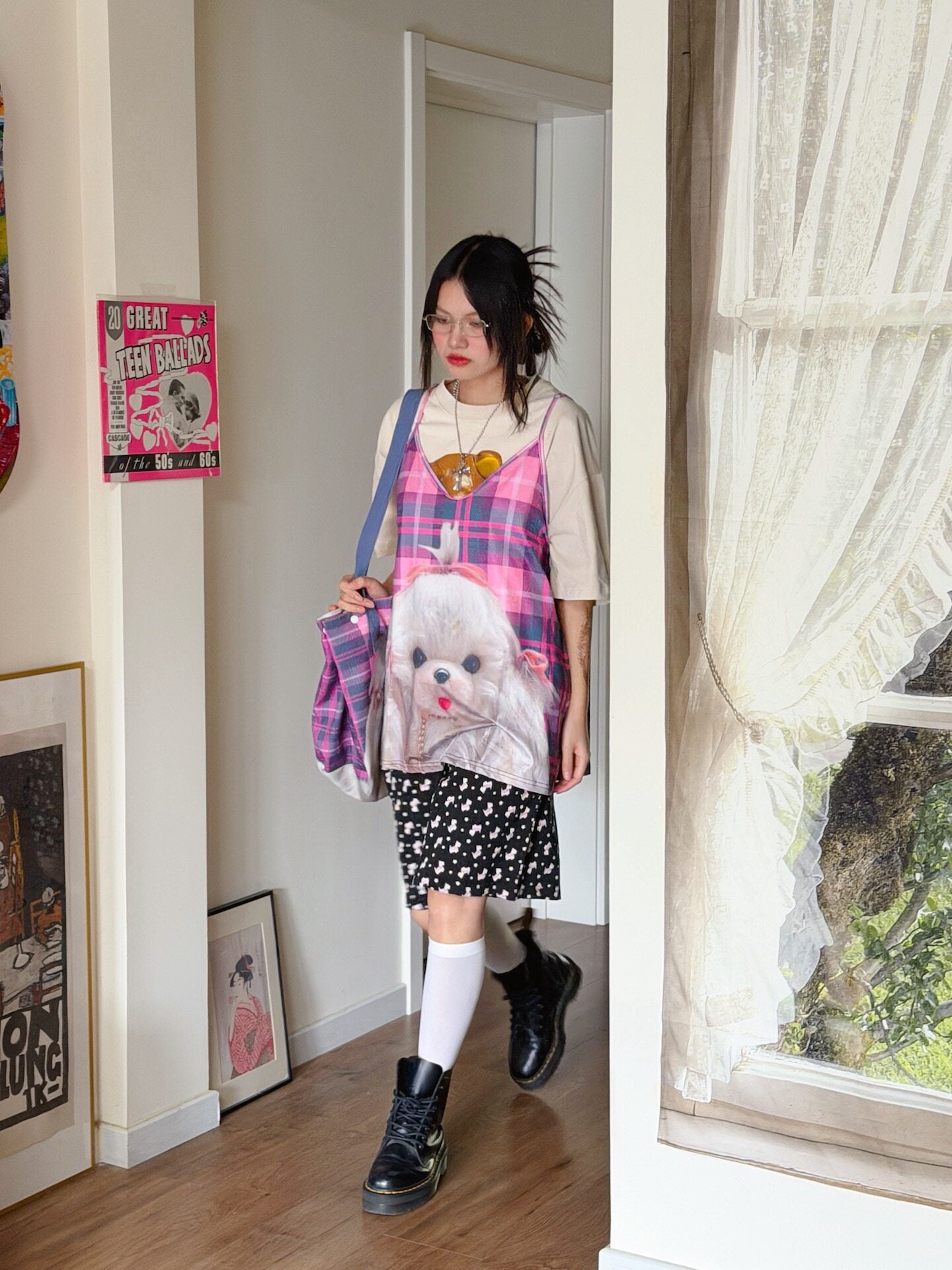 bunnybunnygun - Plaid Puppy Layered Cami camisole bunnybunnygun