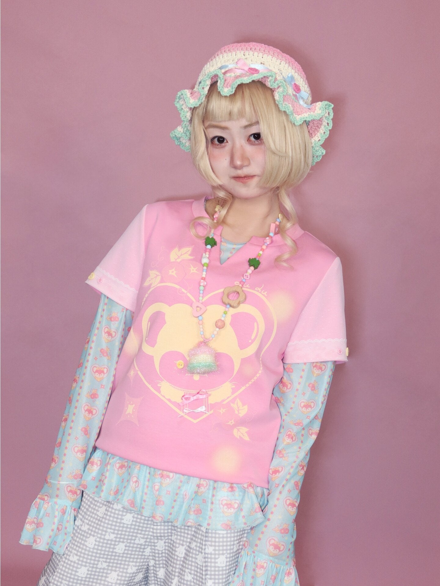 Lulululu - Pink Mouse Print Tee shirt LULULULU