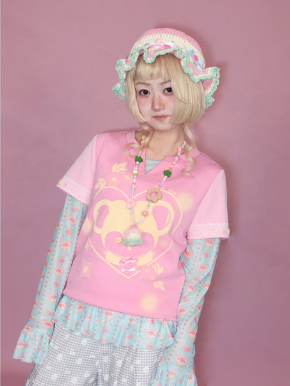 Lulululu - Pink Mouse Print Tee shirt LULULULU