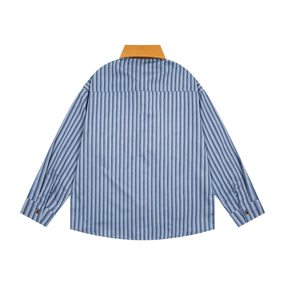 BIBULU - Japanese Cartoon Embroidered Stripe Shirt shirt BIBULU