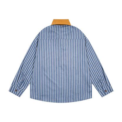 BIBULU - Japanese Cartoon Embroidered Stripe Shirt shirt BIBULU