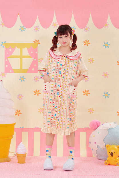 NIKKOU - Animal Print Lace Shirt Dress dress Nikkou home
