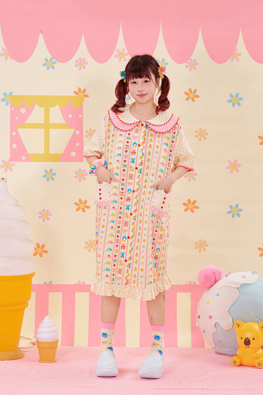 NIKKOU - Animal Print Lace Shirt Dress dress Nikkou home
