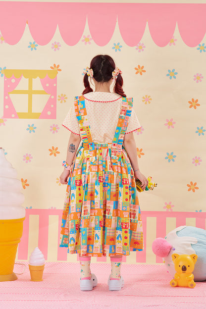 NIKKOU - Color Apron Suspender Dress dress Nikkou home