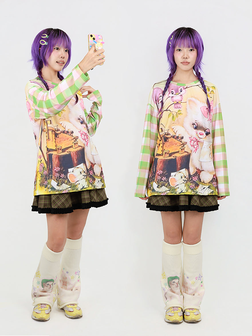 Nihon Kids - Vintage Garden Cat Top shirt NIHON KIDS