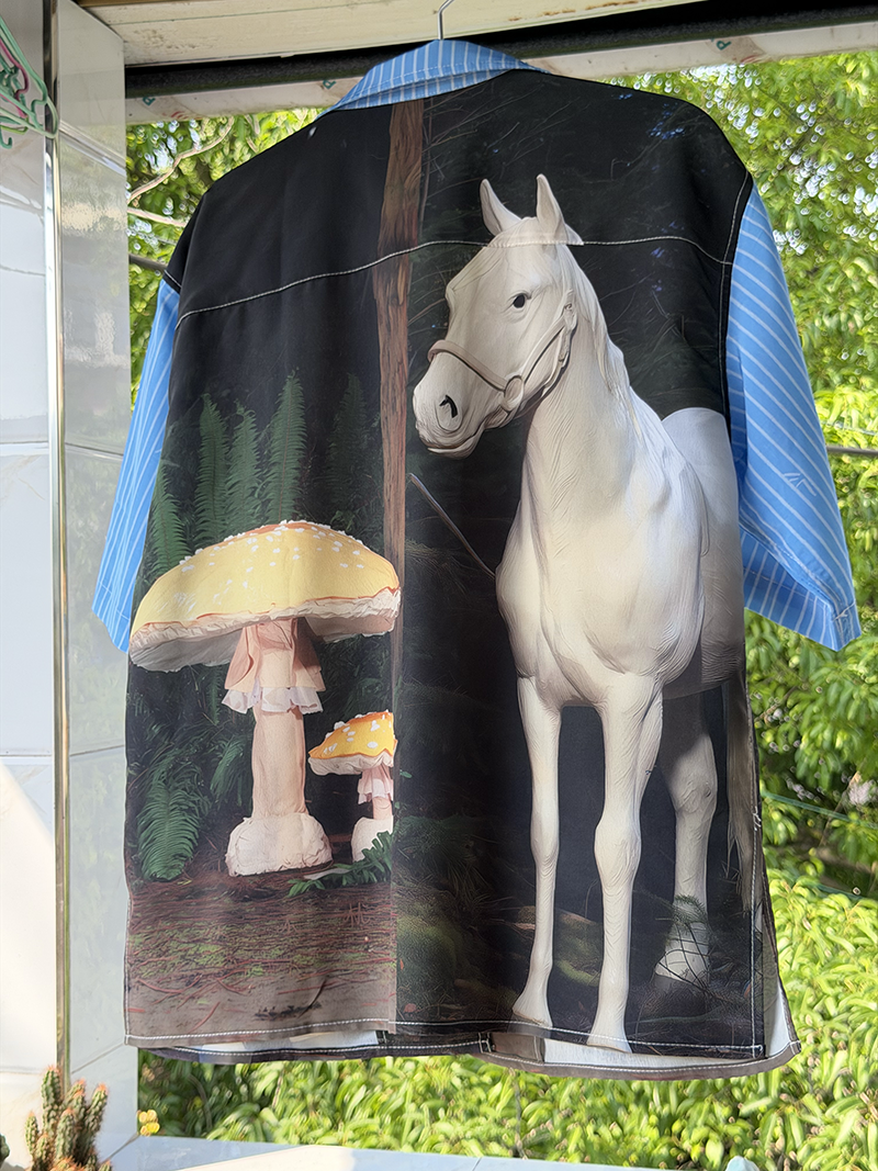 No Blue Today - White Horse Mushroom Forest Shirt shirt No Blue Today