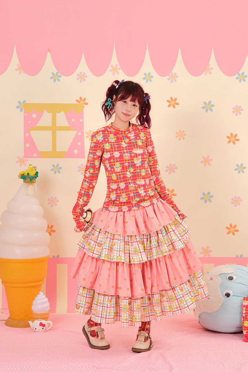 NIKKOU - Kawaii Two-Tone Cake Skirt Lolita skirt Nikkou home