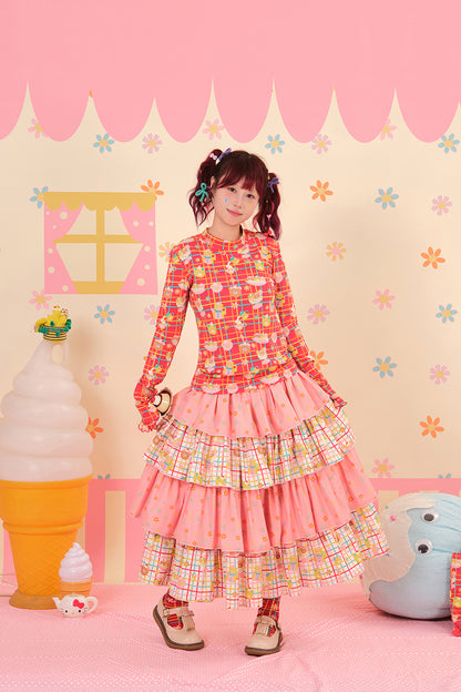 NIKKOU - Kawaii Two-Tone Cake Skirt Lolita skirt Nikkou home