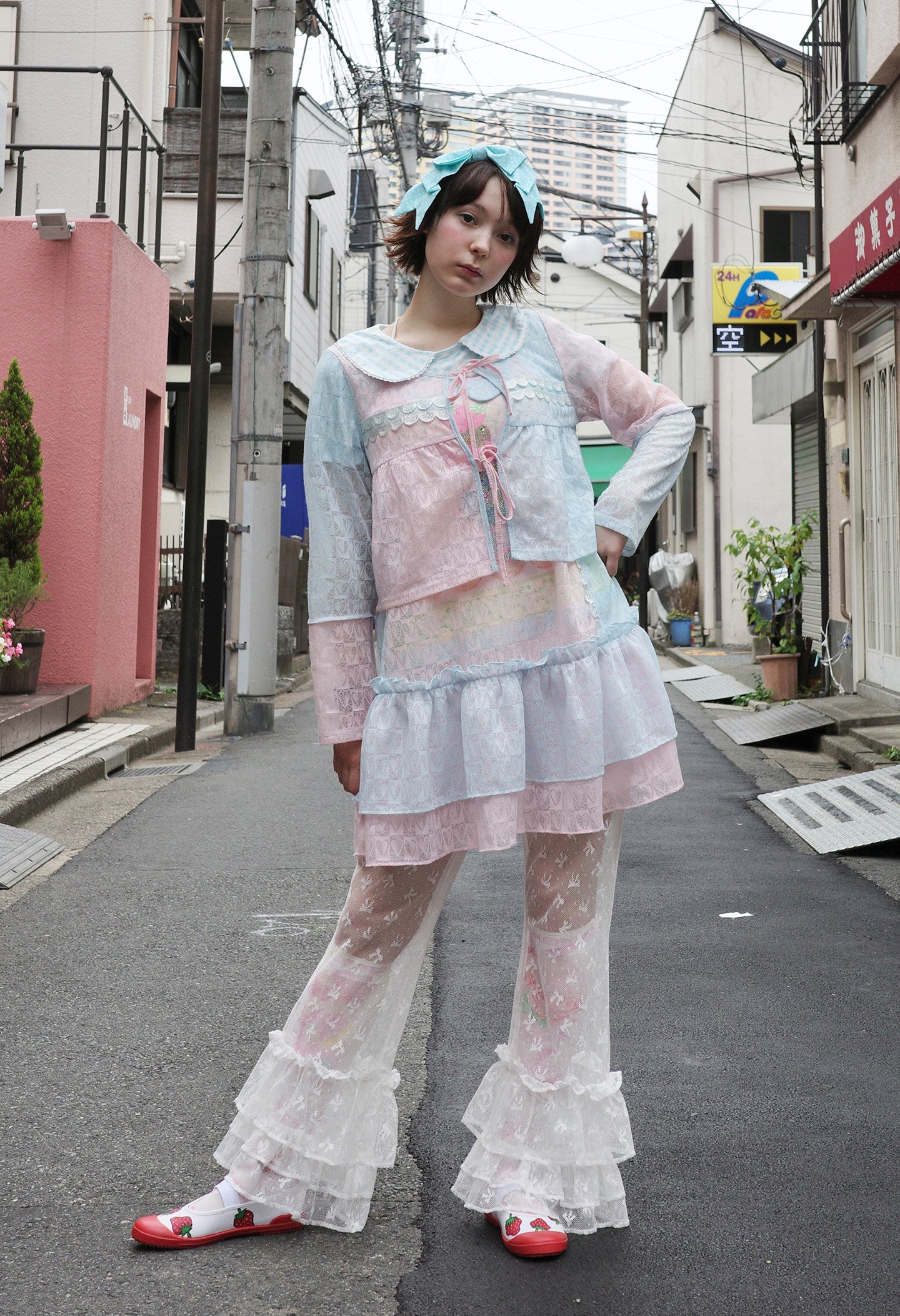 frufru - Lace Bow Flare Pants | Y2K Girly Kawaii Japanese Fashion pants frufru