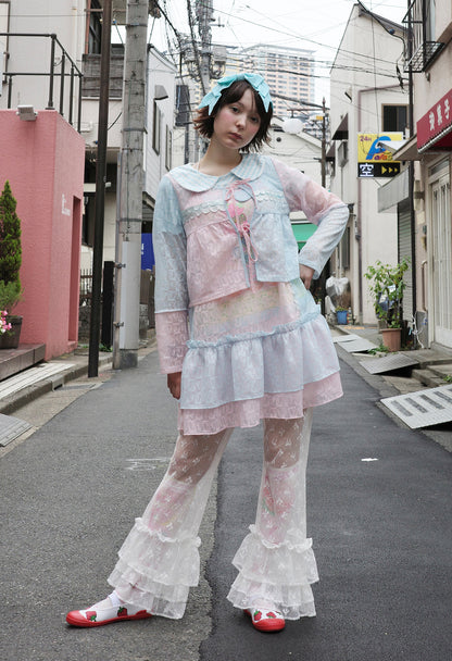 frufru - Lace Bow Flare Pants | Y2K Girly Kawaii Japanese Fashion pants frufru