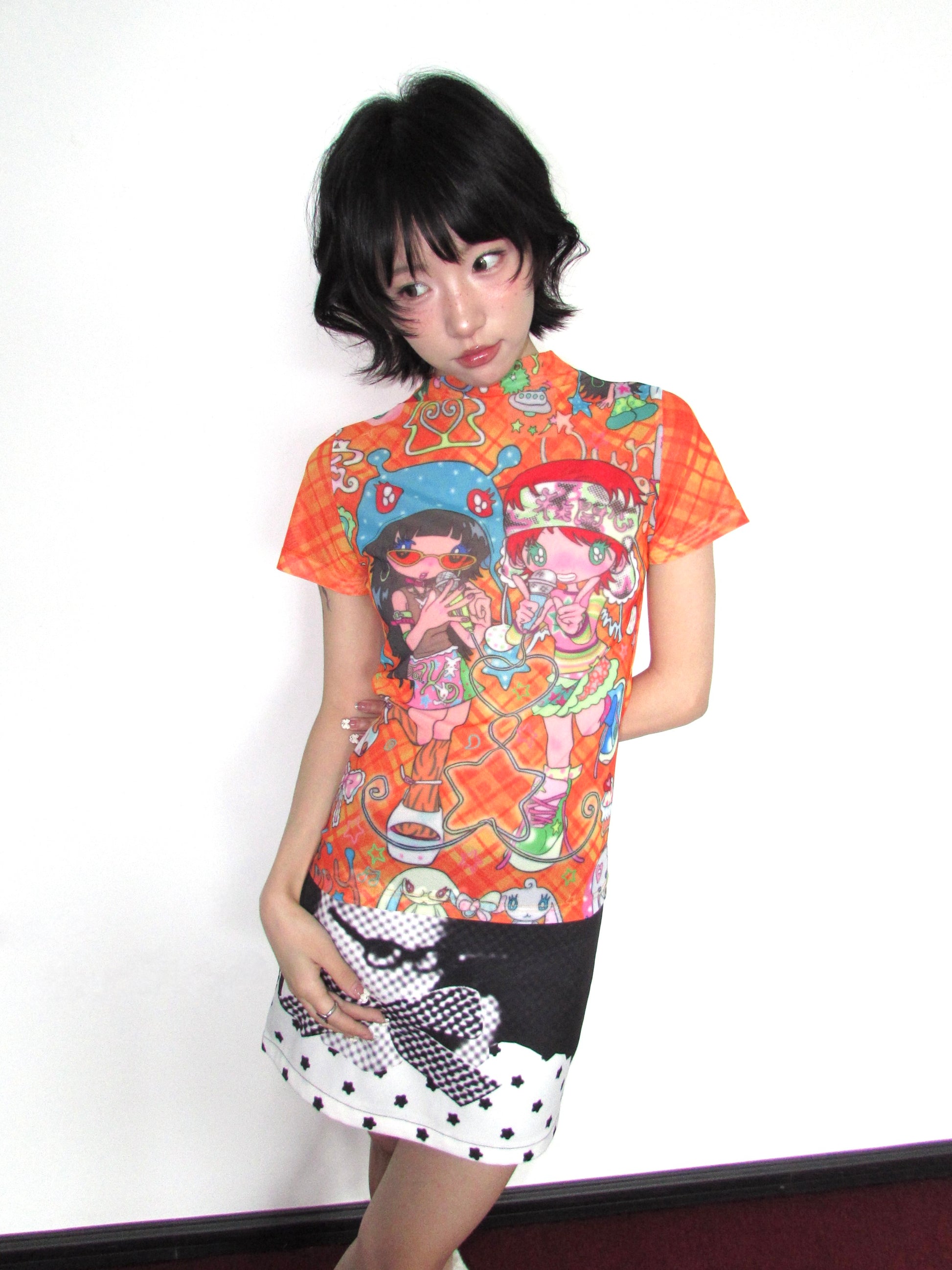 OurHappy Retro Candy Color Tee | Mesh Short Sleeve T-Shirt | Dual Tone Harajuku Style tshirt Our Happy