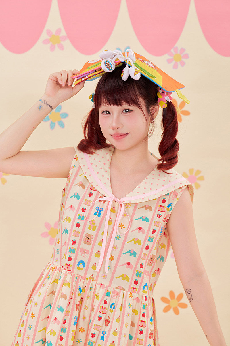 NIKKOU - Animal Print Sailor Dress dress Nikkou home