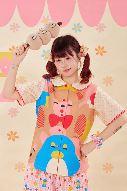 NIKKOU - Color Print Doll Shirt shirt Nikkou home