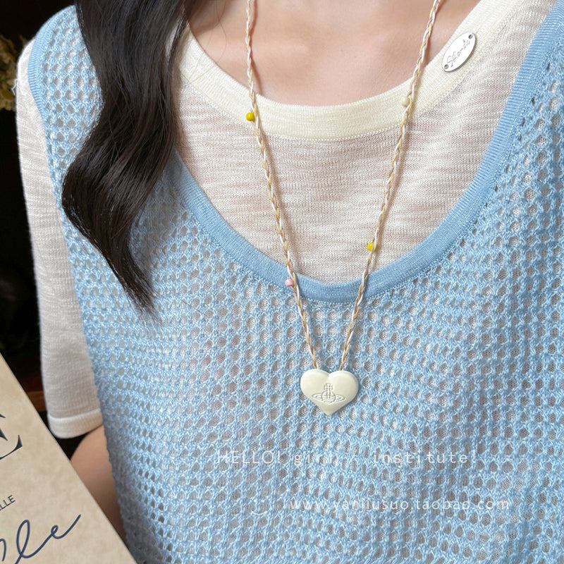 GIRL INSTITUTE - Colorful Planet Heart Necklace necklace GIRL INSTITUTE