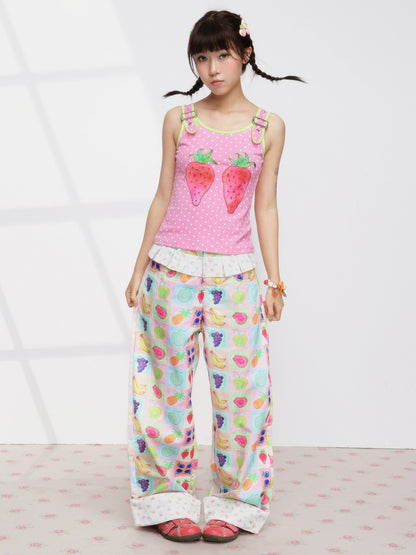 FRUITS - Floral Pleated Trousers pants Fruits
