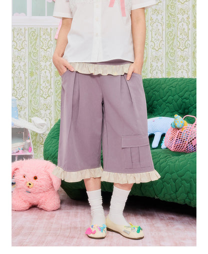 UnsocialNight - Star Patch Cropped Cargo Pants pants UnsocialNight