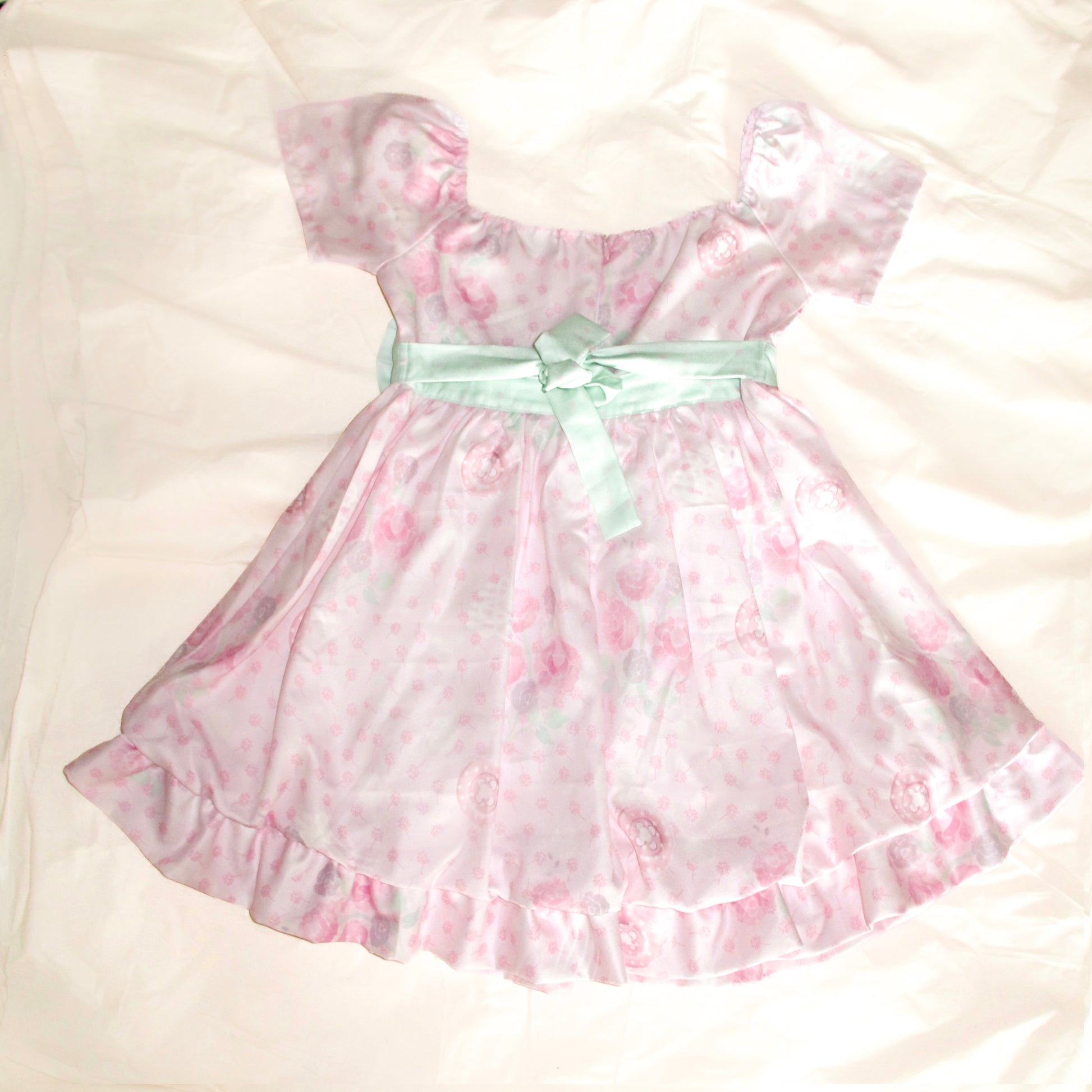 YJM with biubiu - Mint Floral Vintage Chiffon Dress dress YJM with biubiu